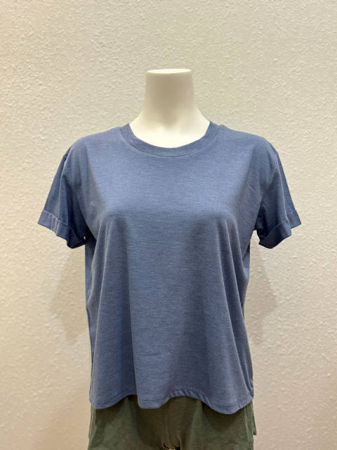 3216 Junior's Rolled Cuff Short Sleeve Boxy Tee