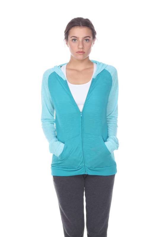 6153C Juniors 2-Tone Zip Front Pocket Hooded Jacket