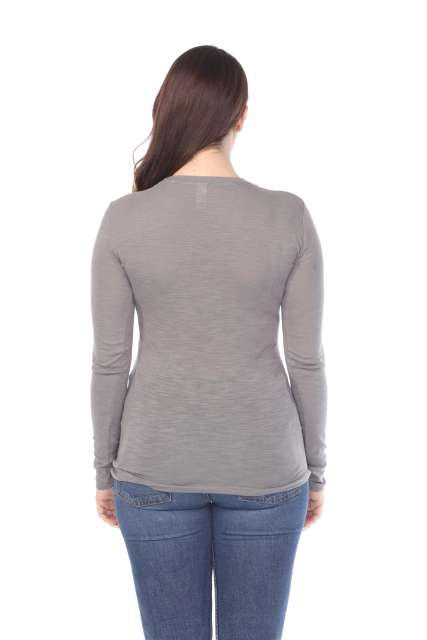 6150 Junior's Long Sleeve Cotton Slub Crewneck Tee