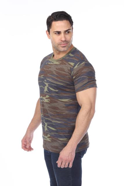 3750C Men's Camo Print Cotton Slub Crewneck Tee