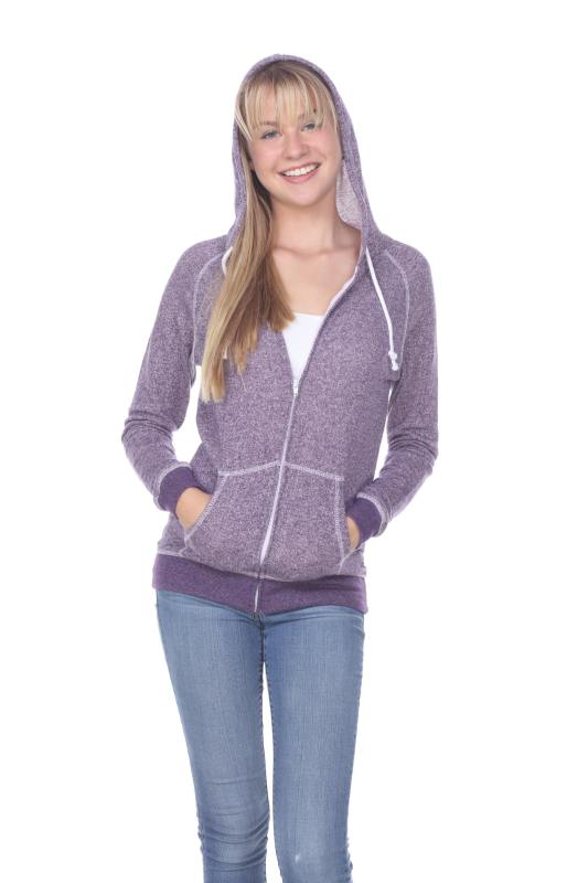 8902 Juniors French Terry Long Sleeve Zip Hoodie