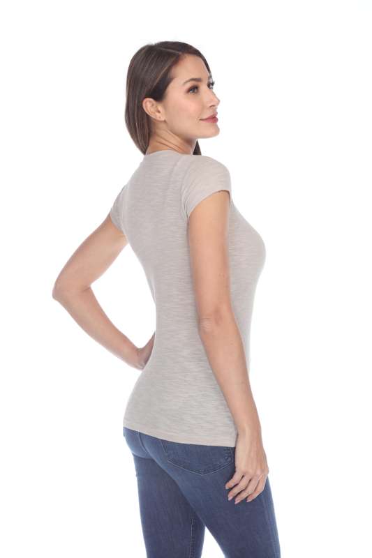 6050 Juniors Cap Sleeve Cotton Slub Tee