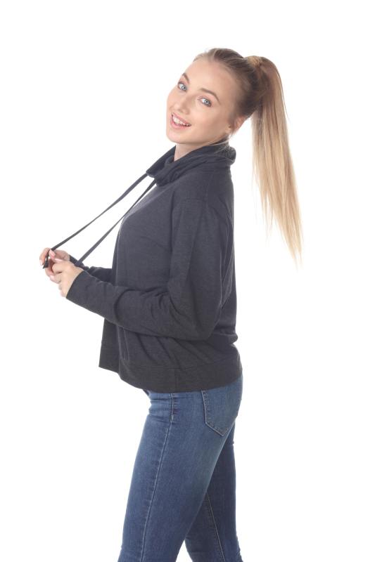 3217 Junior's Relaxed Mock Neck Long Sleeve Pullover