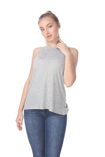 3311 Junior's Poly Viscose Tank Top with Slit Back