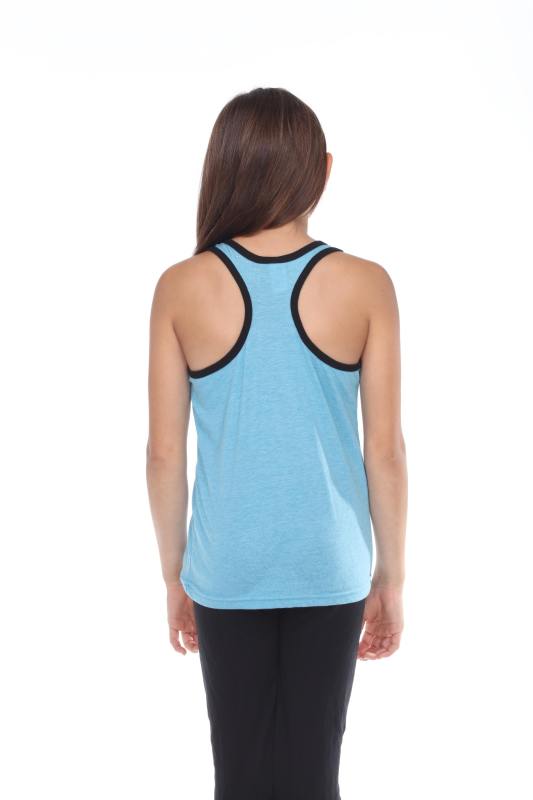 9207 Girls Tri Blend Contrast Racerback Tank