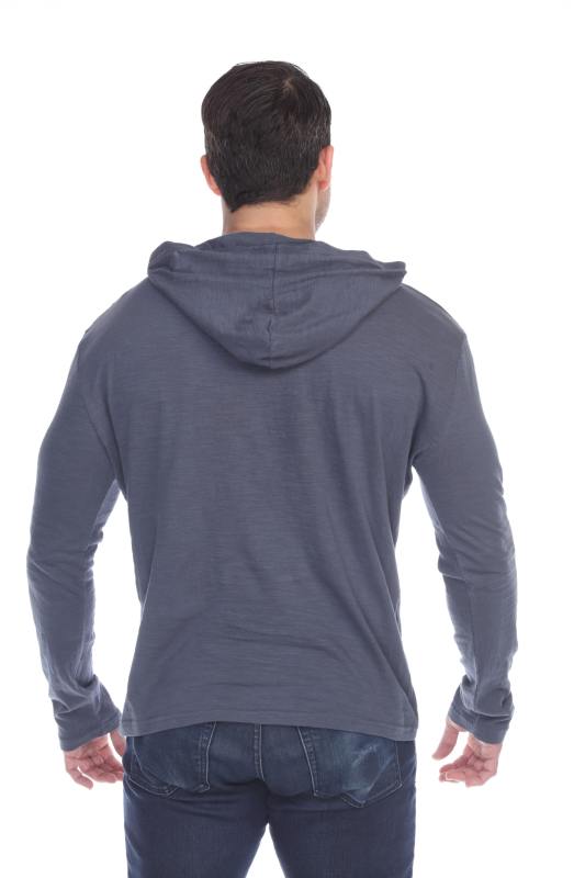 8705 Men's Long Sleeve Hooded Cotton Slub Pullover