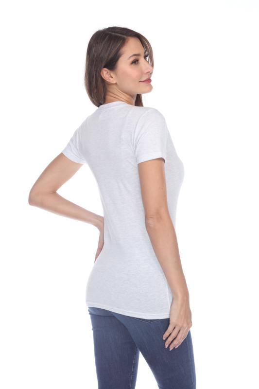 3203 Junior's Tri Blend Short Sleeve Deep V-Neck Tee