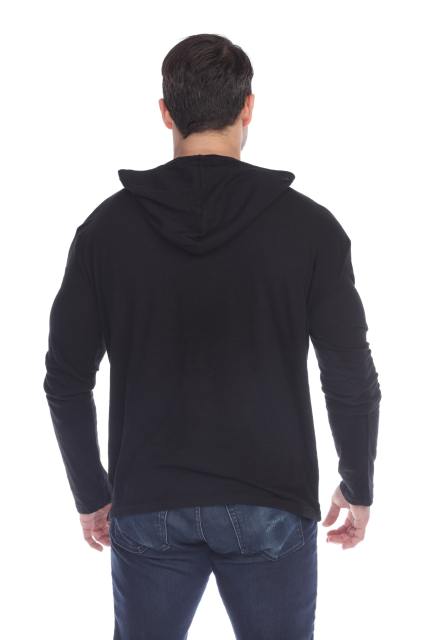 8705 Men's Long Sleeve Hooded Cotton Slub Pullover