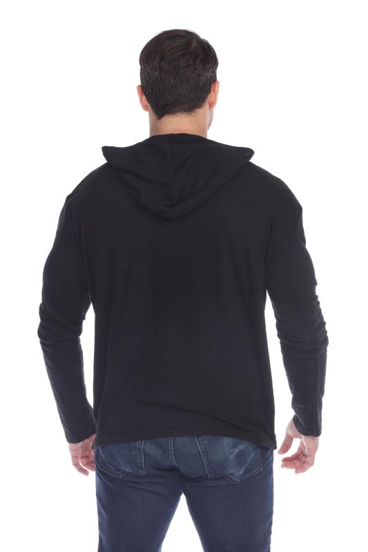 8705 Men's Long Sleeve Hooded Cotton Slub Pullover
