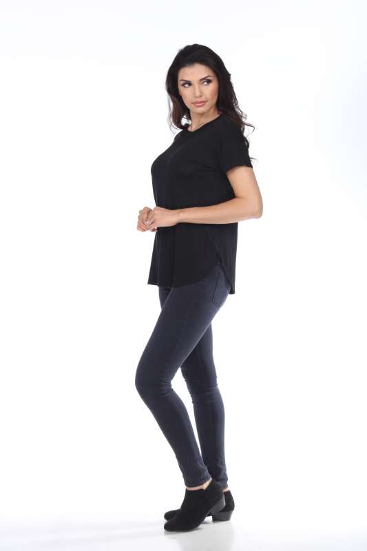 7250  Ladies Fancy Curved Side Short Sleeve Tee