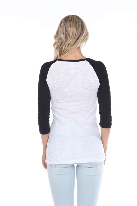6054 Juniors Boat Neck 3/4 Sleeve Cotton Slub Raglan