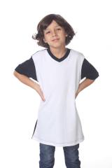 9607 Boy's Color Block V Neck Tee