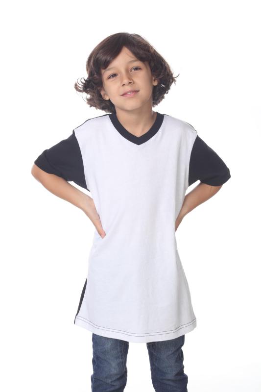 9607 Boy's Color Block V Neck Tee