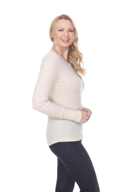 7610 Ladies Long Sleeve Crew Neck Tee With Exposed Thumb Cuff