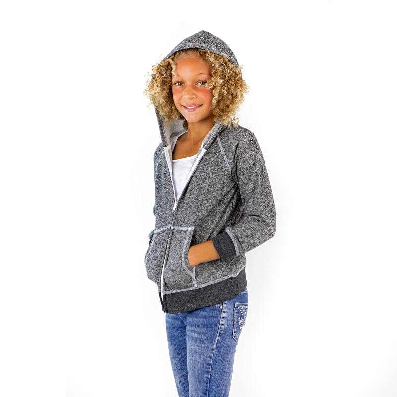 8902G Girls French Terry Llong Sleeve Zip Hoodie