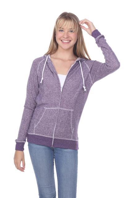 8902 Juniors French Terry Long Sleeve Zip Hoodie