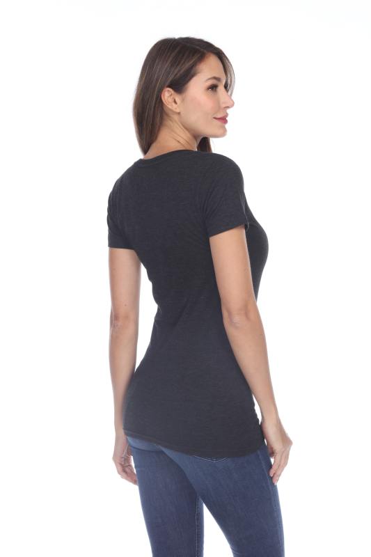 3203 Junior's Tri Blend Short Sleeve Deep V-Neck Tee