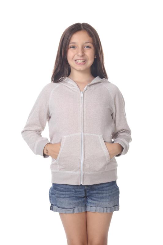8902G Girls French Terry Llong Sleeve Zip Hoodie