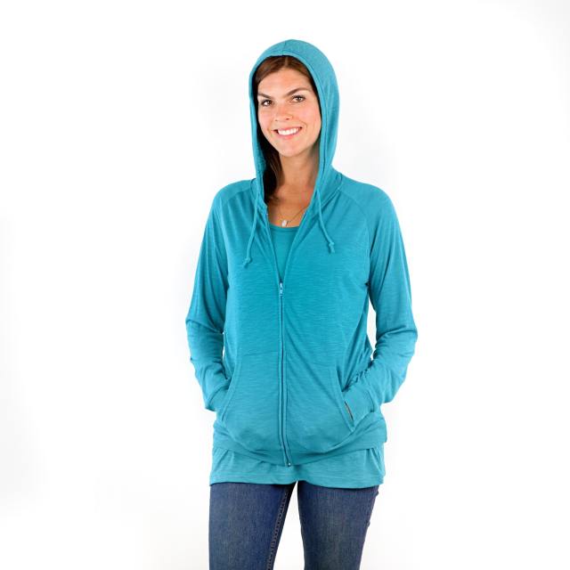 7154 LADIES POLY RAYON SLUB LONG SLEEVE ZIP HOODIE