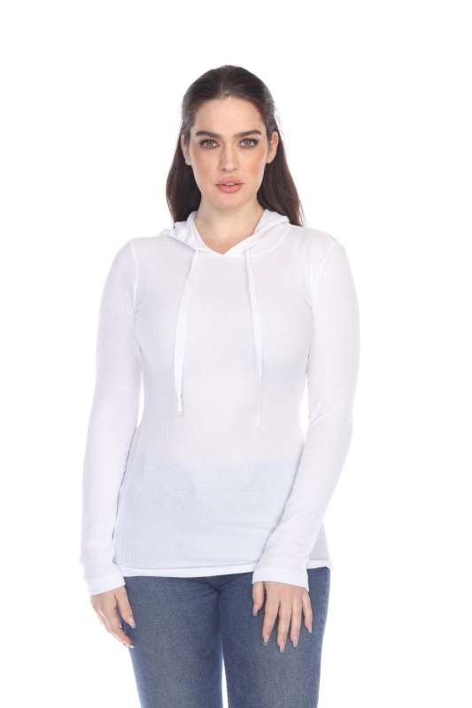 6101 Junior's Long Sleeve Waffle Thermal Hoodie