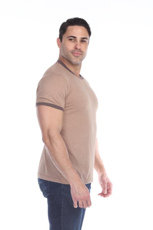 3602 Men's Short Sleeve CVC Blended Crew Neck Ringer Tee