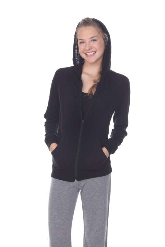 6152 Junior's Long Sleeve Cotton Slub Zip-Up Hoodie