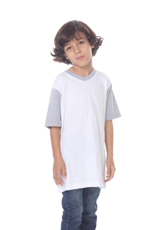 9607 Boy's Color Block V Neck Tee