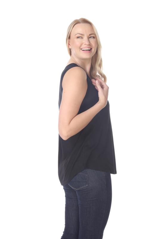 7311 Ladies Poly Viscose Pleated Back Tank Top