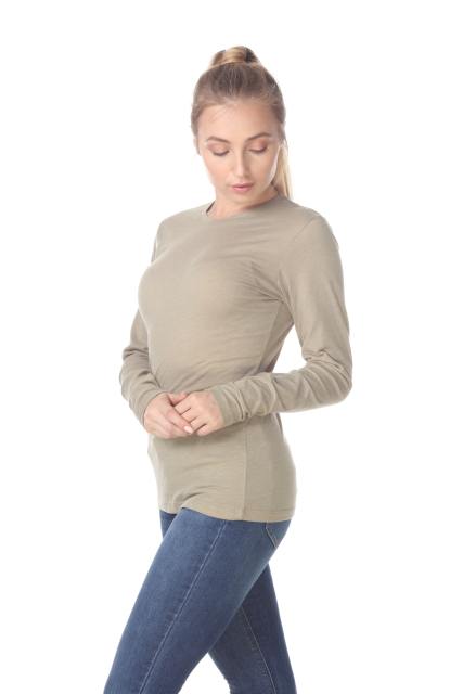 3100 Junior's Long Sleeve CVC Blended Crew Neck Tee