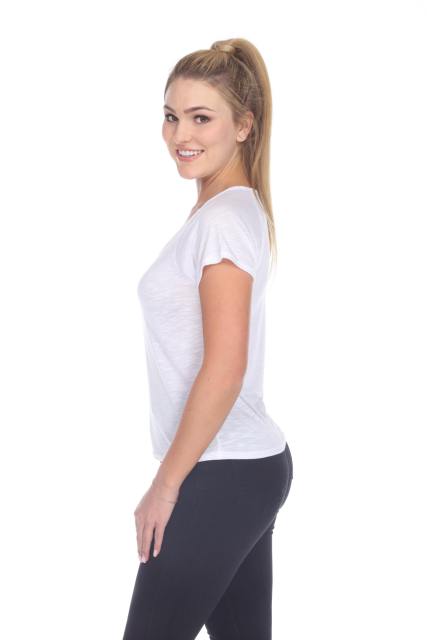 3401 Junior's Poly Rayon Slub Short Sleeve Boxy Tee