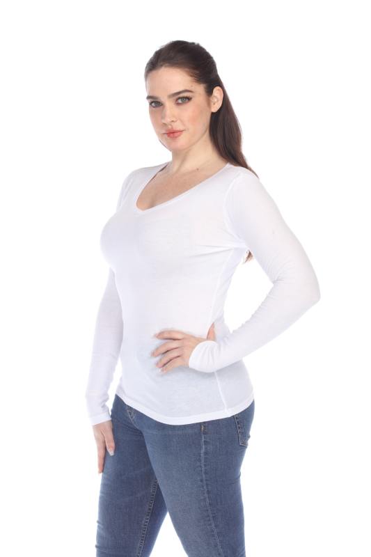 1103 Junior's Long Sleeve Tear Drop V-Neck Tee