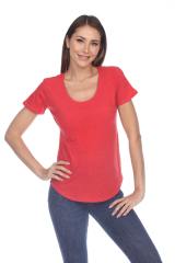 1201 Junior's Cotton Nub Scoop Neck Tee with Curve Hem