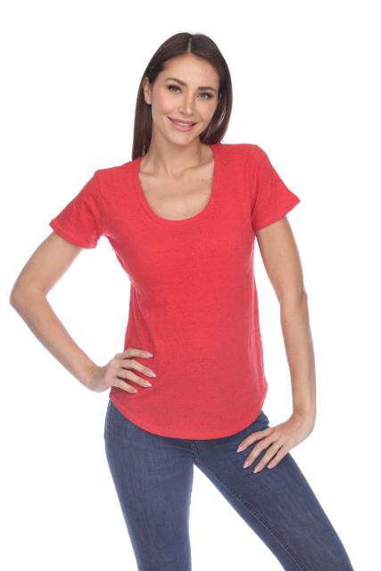 1201 Junior's Cotton Nub Scoop Neck Tee with Curve Hem