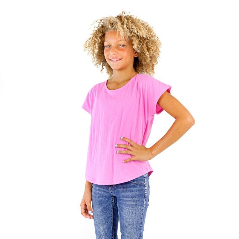 3905G Girls Short Sleeve Dolman with Curve Hem