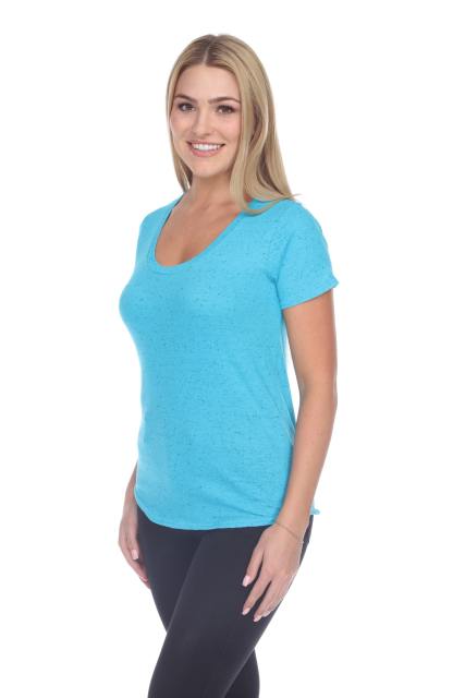 1201 Junior's Cotton Nub Scoop Neck Tee with Curve Hem