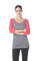 3206 Junior's Tri Blend 3/4 Contrast Sleeve Raglan