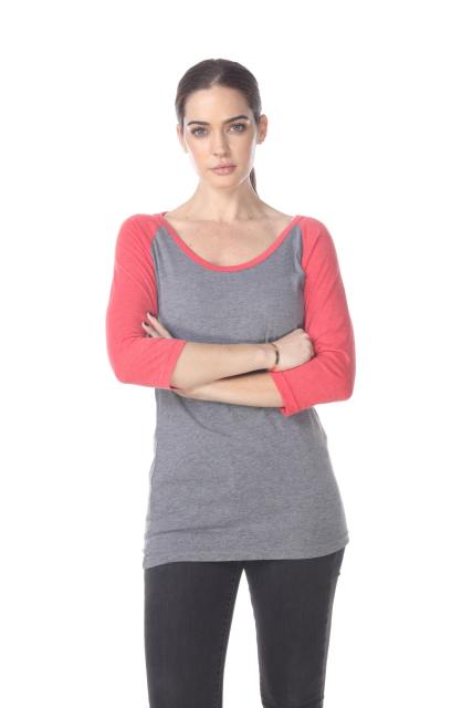3206 Junior's Tri Blend 3/4 Contrast Sleeve Raglan