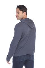 8705 Men's Long Sleeve Hooded Cotton Slub Pullover