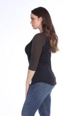 3454 Junior's Poly Rayon Slub Scoop Neck 3/4 Sleeve Raglan
