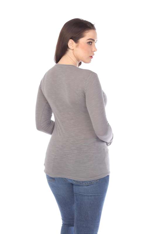 6150 Junior's Long Sleeve Cotton Slub Crewneck Tee