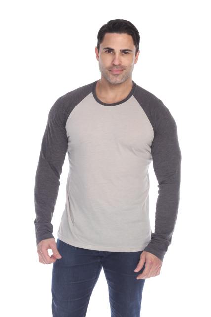 3701 Men's Long Sleeve CVC Blended Crew Neck Raglan