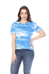 3216C Junior's Camo Print Rolled Cuff Short Sleeve Boxy Tee
