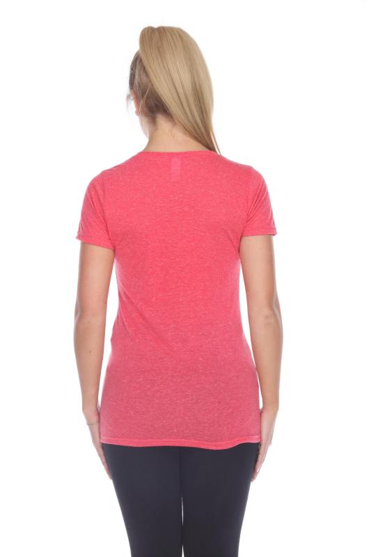 3803 Junior's Short Sleeve Poly Linen Deep V Neck Tee