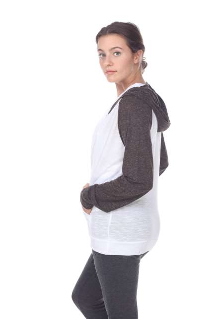 6153C Juniors 2-Tone Zip Front Pocket Hooded Jacket