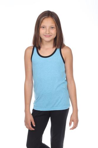 9207 Girls Tri Blend Contrast Racerback Tank