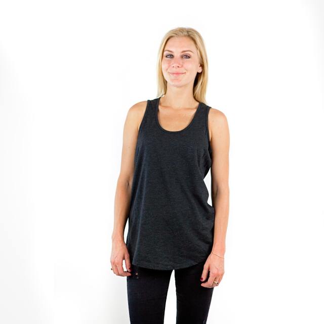 7307 Ladies Tri Blend Scoop Curve Hem Tank