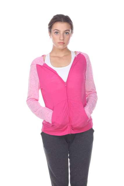 6153C Juniors 2-Tone Zip Front Pocket Hooded Jacket