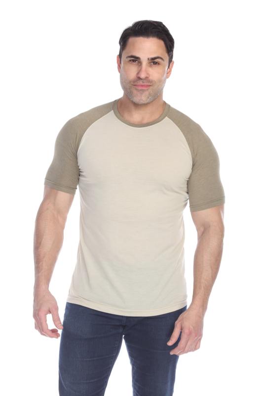 3601 Men's Short Sleeve CVC Blended Crew Neck Raglan