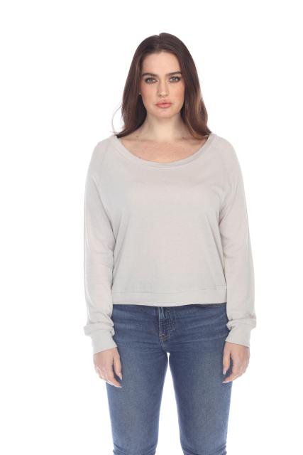 3904 Junior's Bamboo Blend Crop Long Sleeve Pullover