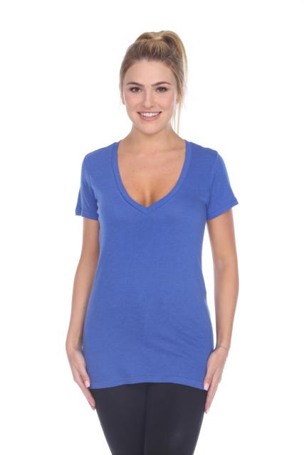 3903 Junior's Bamboo Blend Short Sleeve Deep V Neck Tee